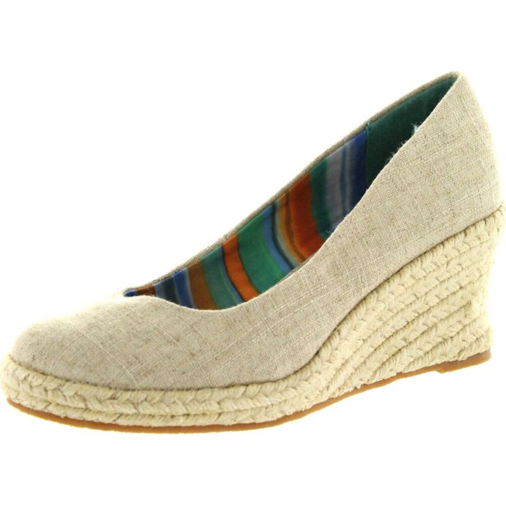 Soft Style Feri Natural Linen Fabric Womens pumps-shoes 6 NEW